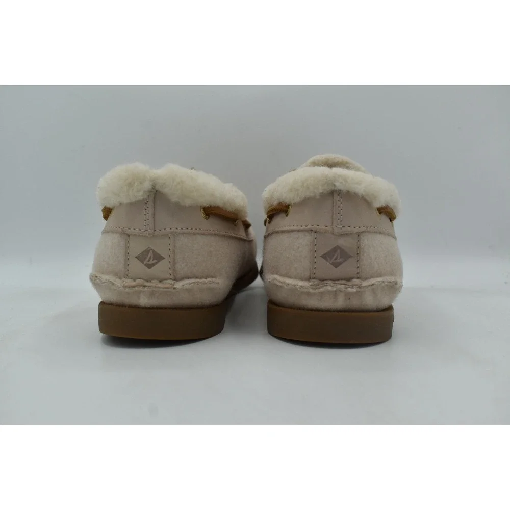 Sperry Women Size 8.5 AO 2 Eye Lined Faux Shearling Light Pink Suede Boat Shoes